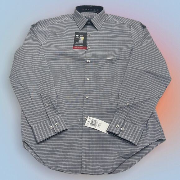 VAN HEUSEN Men’s 15 / 32-33 Slim Fit Gray Dress Shirt - Picture 2 of 3